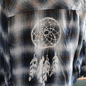 Boho Dream Catcher Bleached Flannel Top